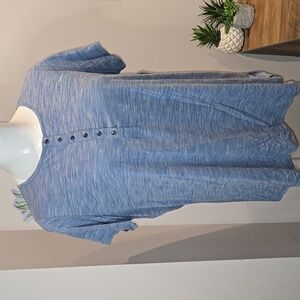 Torrid - Happy Camper Lyocell Henley Short Sleeve Active Tee in Blue Horizon​​​